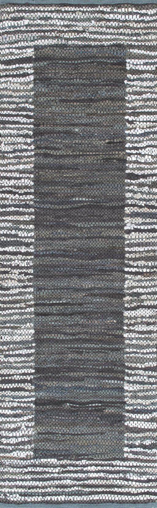 Handwoven Leather Rug With Grey Stripes 150x240 cm