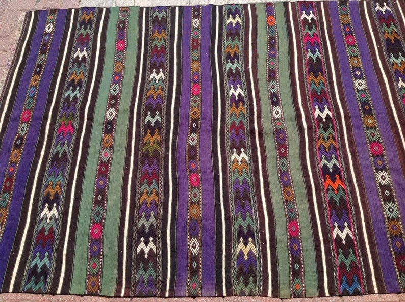 Handwoven Striped Kilim Rug 208 cm x 147 cm Vintage Design