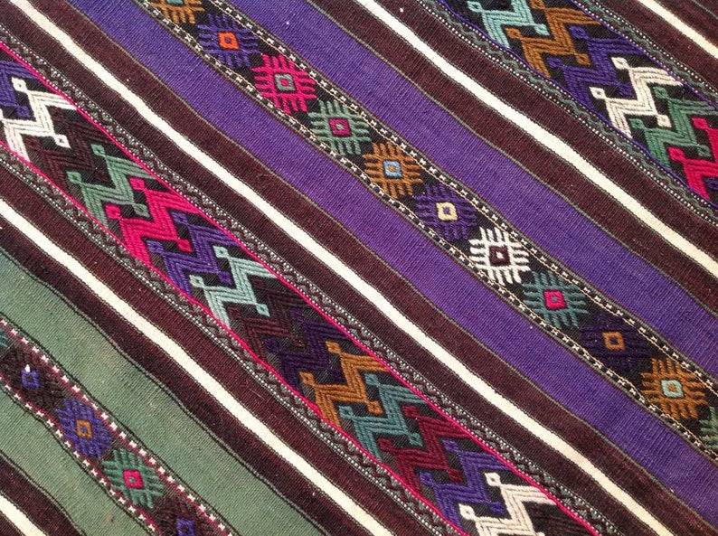 Handwoven Striped Kilim Rug 208 cm x 147 cm Vintage Design