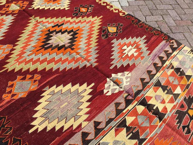 Handwoven Vintage Aztec Kilim Rug 280cm x 162cm