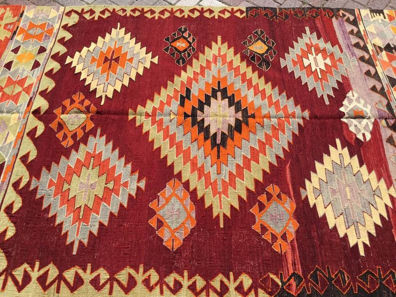 Handwoven Vintage Aztec Kilim Rug 280cm x 162cm