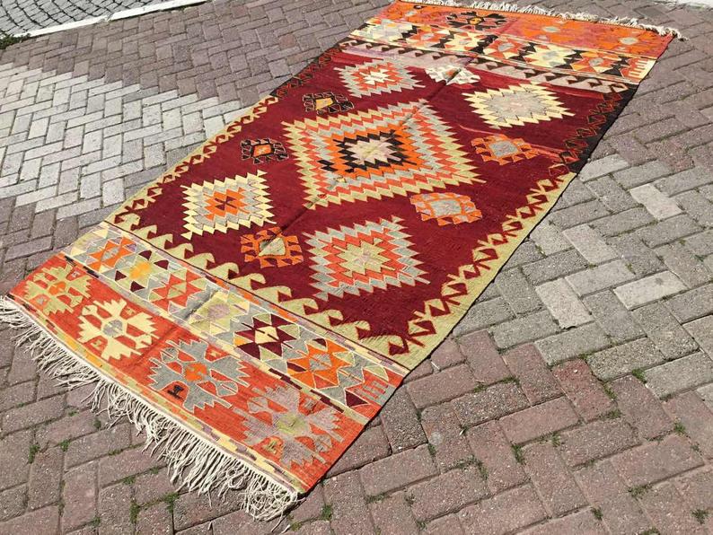 Handwoven Vintage Aztec Kilim Rug 280cm x 162cm