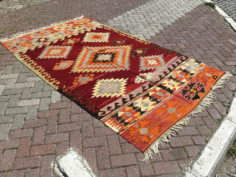 Handwoven Vintage Aztec Kilim Rug 280cm x 162cm
