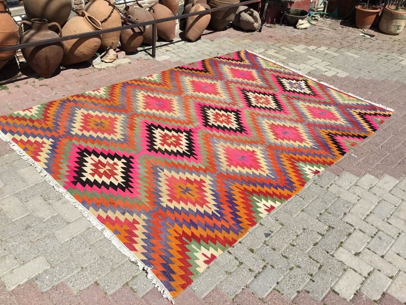Handwoven Vintage Bohemian Rug 289cm x 199cm