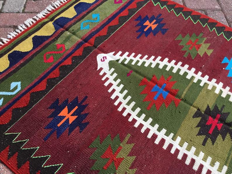 Handwoven Vintage Kilim Rug 152cm x 107cm Wool