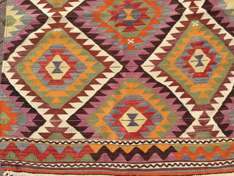 Handwoven Vintage Kilim Rug 155cm x 118cm Wool