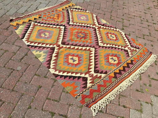 Handwoven Vintage Kilim Rug 155cm x 118cm Wool