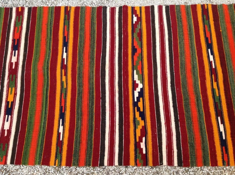 Handwoven Vintage Kilim Rug 161cm x 72cm Nomanadic Stripes