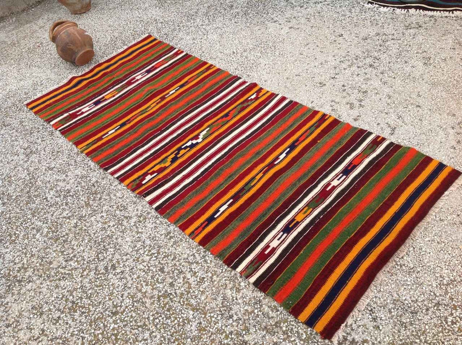 Handwoven Vintage Kilim Rug 161cm x 72cm Nomanadic Stripes