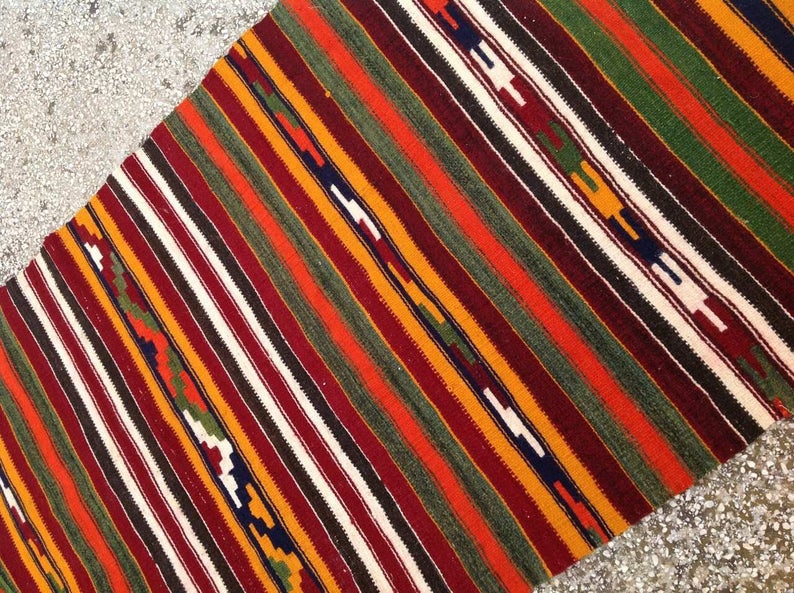 Handwoven Vintage Kilim Rug 161cm x 72cm Nomanadic Stripes