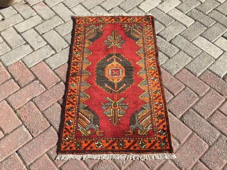 Handwoven Vintage Rug 100cm x 57cm From Turkey