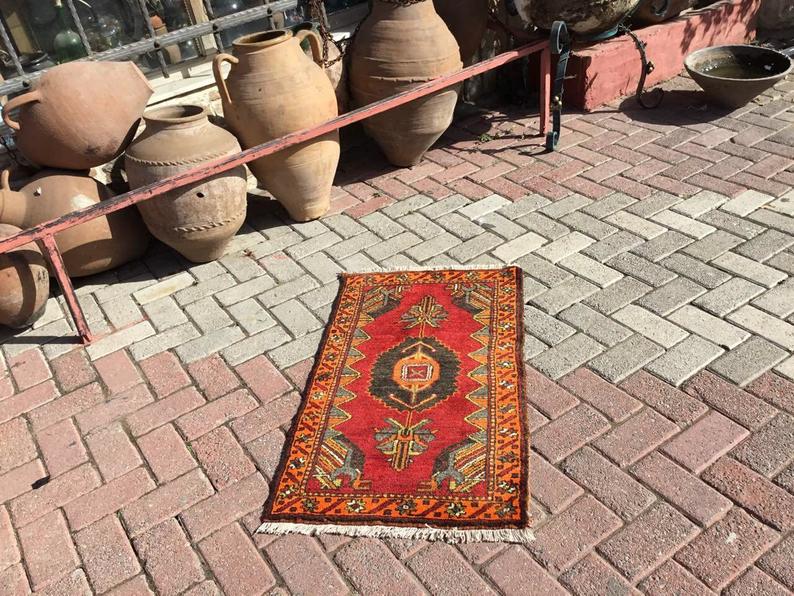 Handwoven Vintage Rug 100cm x 57cm From Turkey