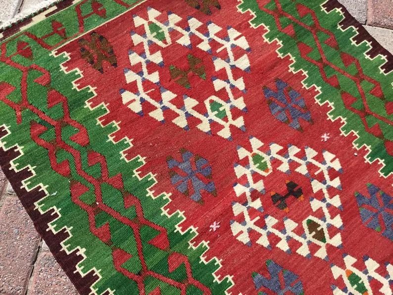 Handwoven Vintage Rug 140cm x 97cm From Central Turkey