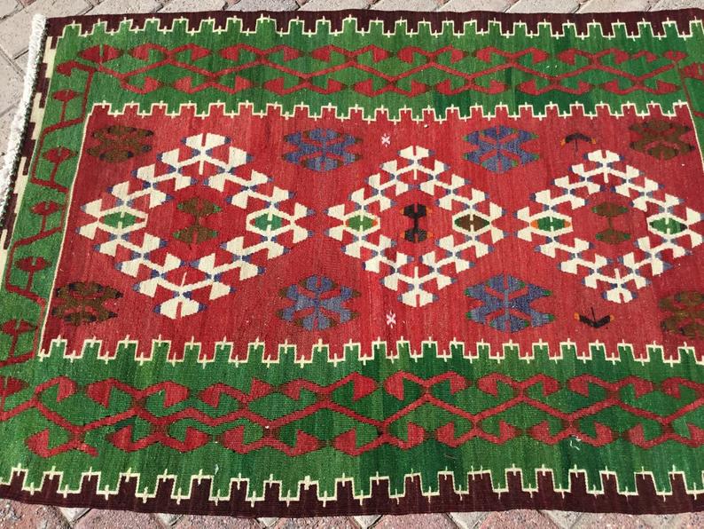 Handwoven Vintage Rug 140cm x 97cm From Central Turkey