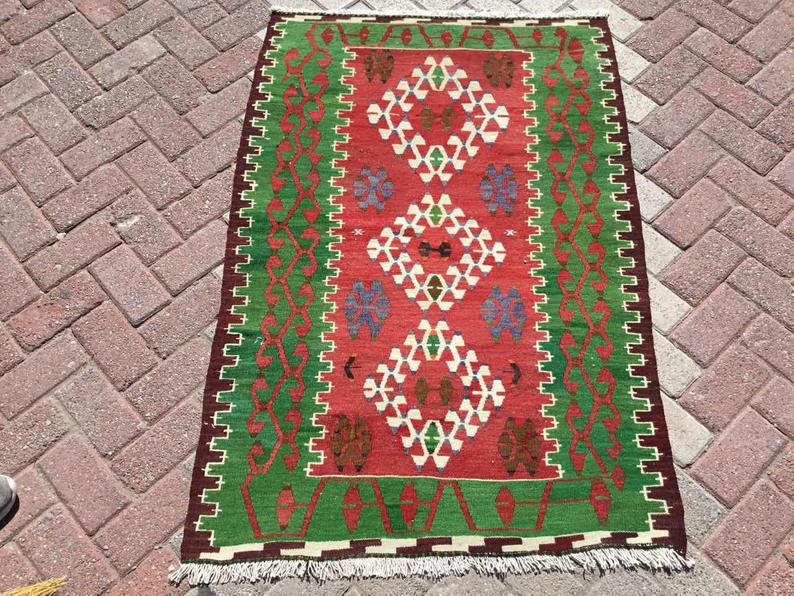 Handwoven Vintage Rug 140cm x 97cm From Central Turkey