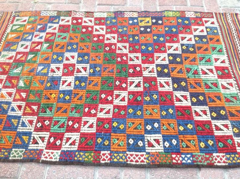 Handwoven Vintage Rug 157cm x 96cm Wool Cotton Turkey