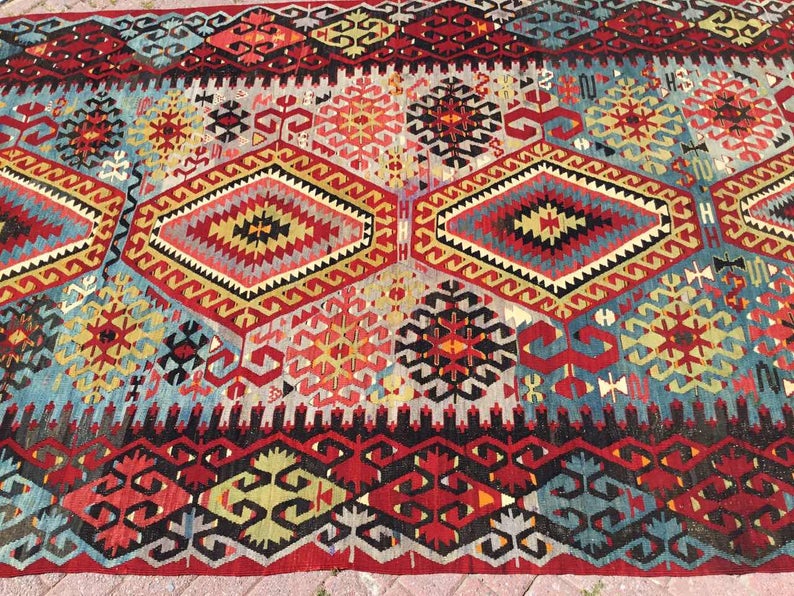 Handwoven Vintage Rug 337cm x 188cm Wool Cotton