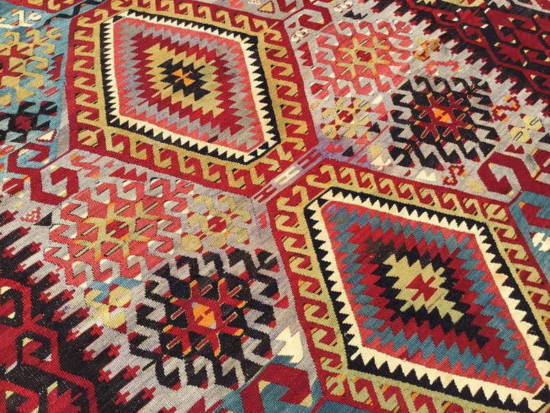 Handwoven Vintage Rug 337cm x 188cm Wool Cotton