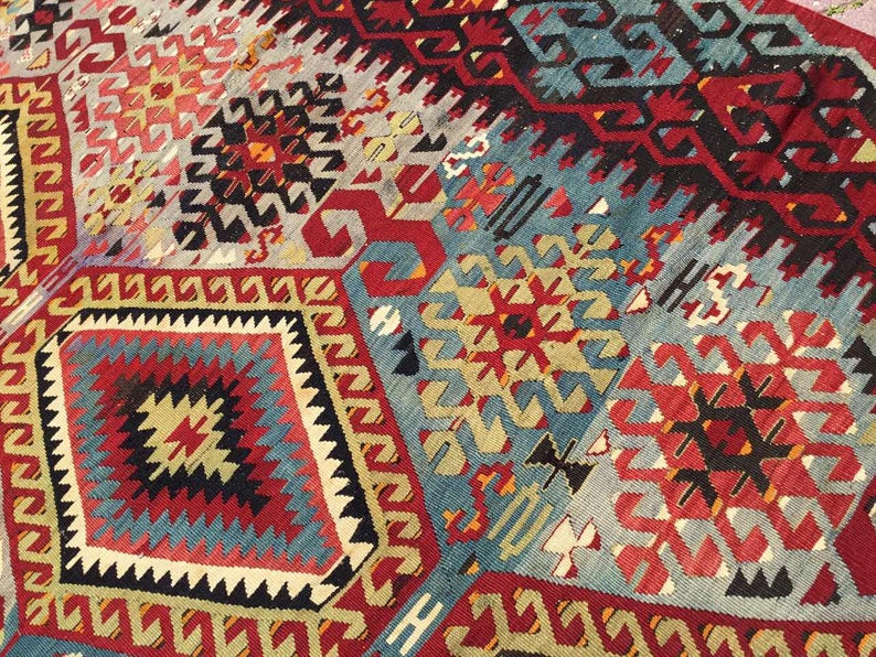 Handwoven Vintage Rug 337cm x 188cm Wool Cotton