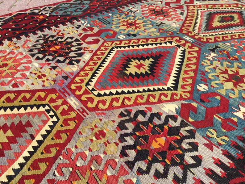 Handwoven Vintage Rug 337cm x 188cm Wool Cotton