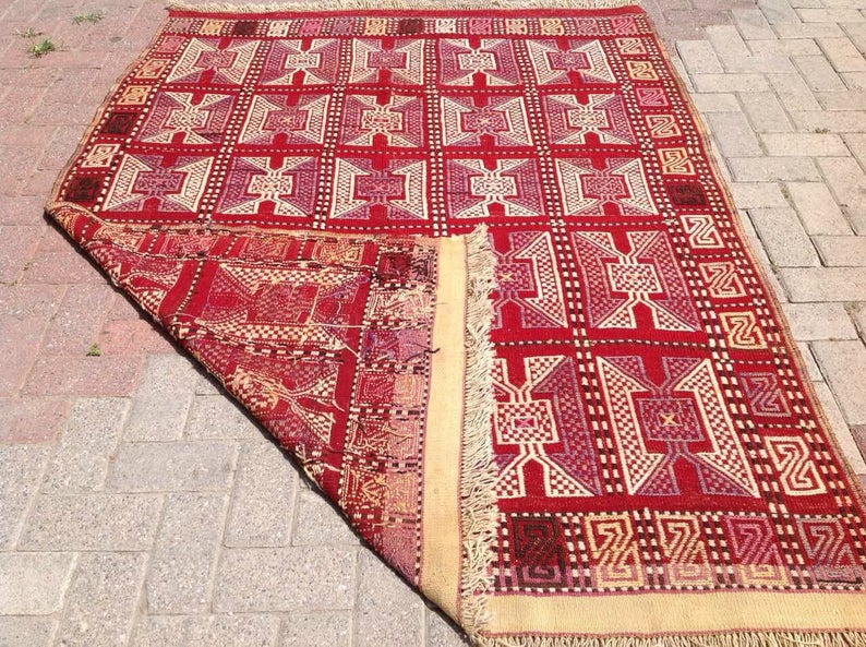 Handwoven Vintage Striped Kilim Rug 192 cm Wool