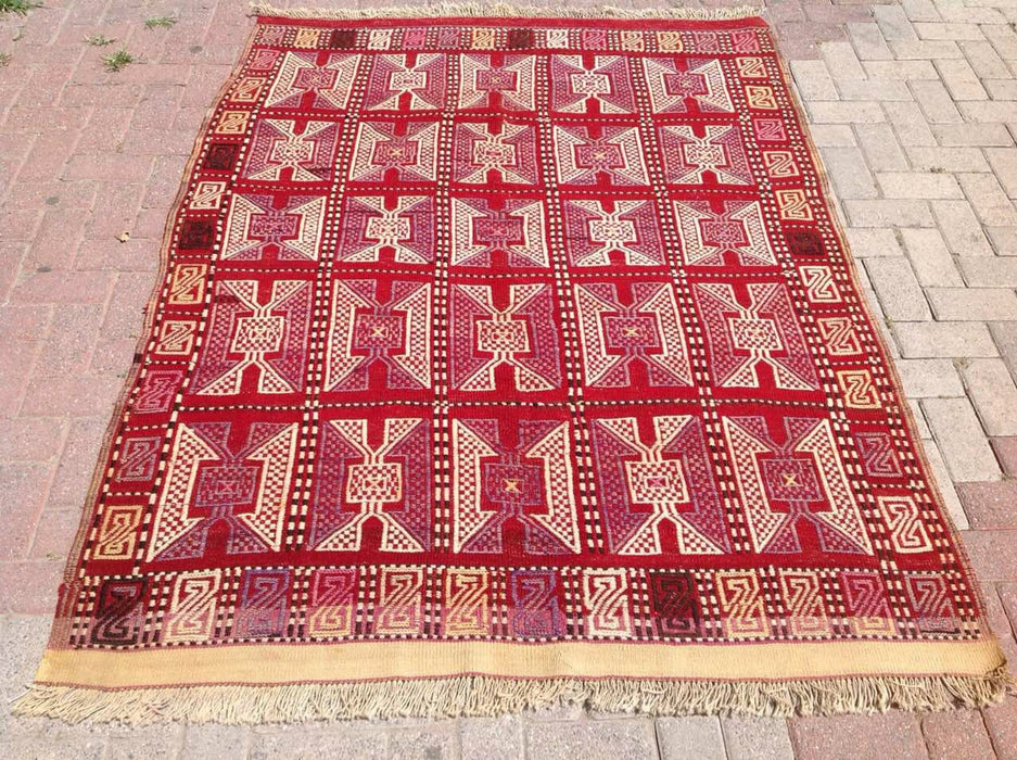 Handwoven Vintage Striped Kilim Rug 192 cm Wool