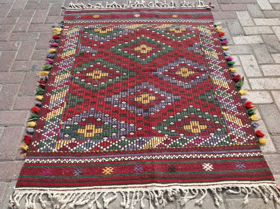 Handwoven Vintage Turkish Tribal Rug 145cm x 109cm