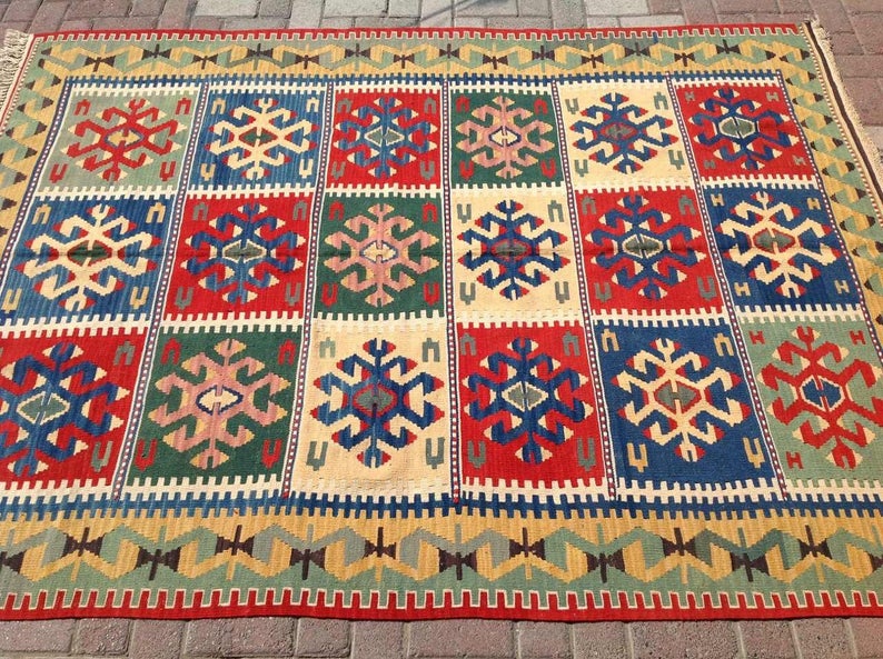 Handwoven Vintage Turkish Wool Rug 240cm x 176cm