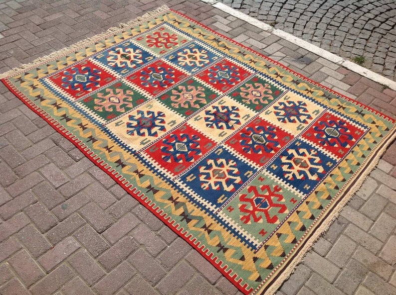 Handwoven Vintage Turkish Wool Rug 240cm x 176cm