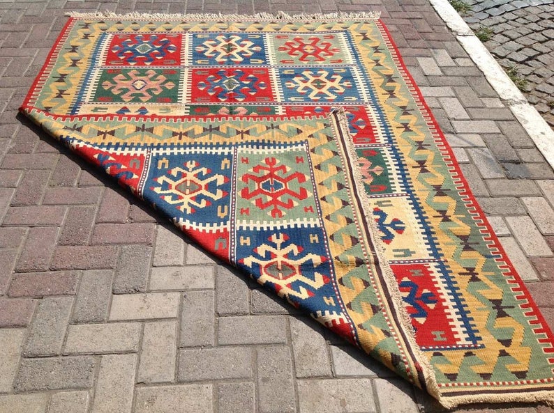 Handwoven Vintage Turkish Wool Rug 240cm x 176cm