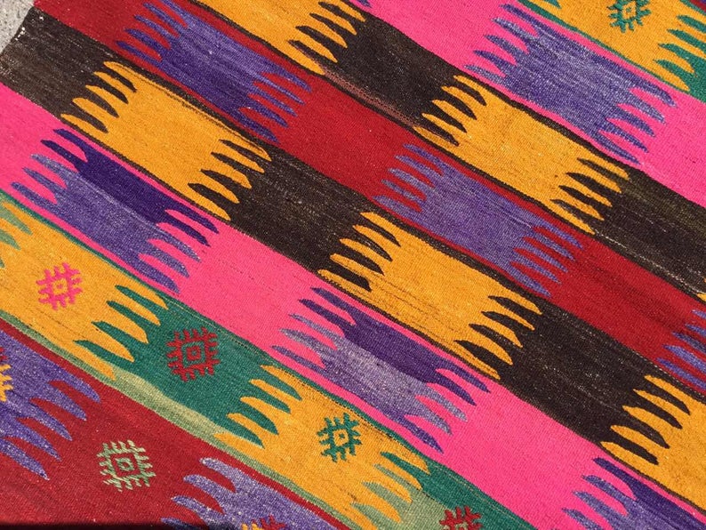 Handwoven Vintage Wool Cotton Rug 111cm x 99cm