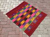 Handwoven Vintage Wool Cotton Rug 111cm x 99cm