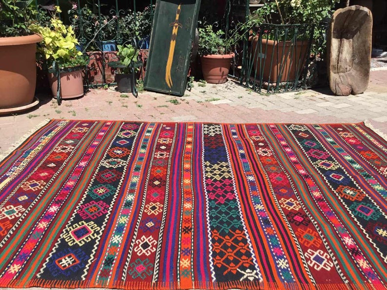 Handwoven Vintage Wool Rug 226cm x 155cm Central Turkey