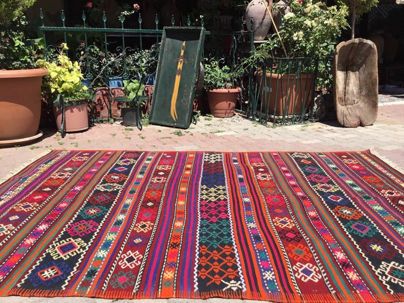 Handwoven Vintage Wool Rug 226cm x 155cm Central Turkey
