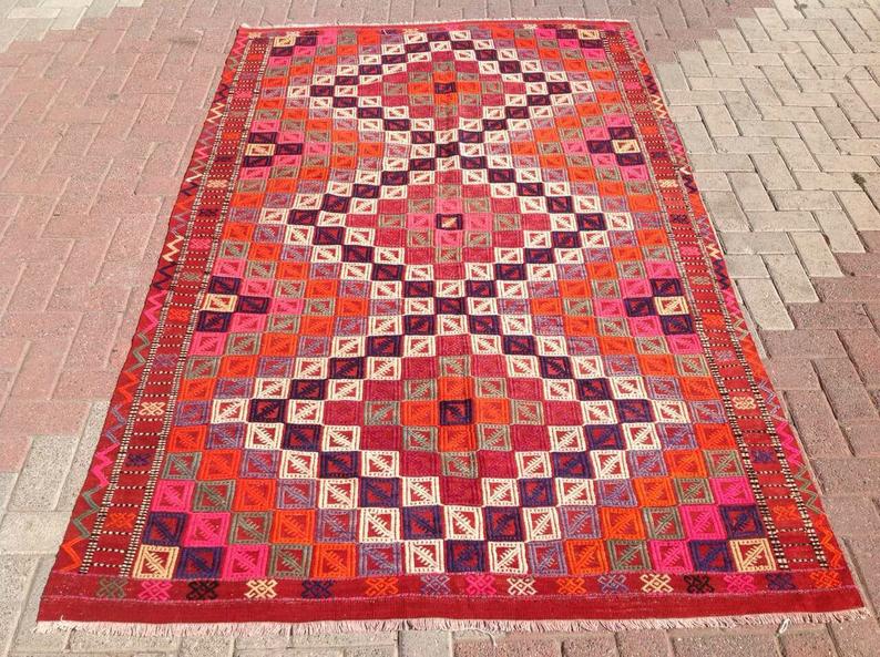 Handwoven Vintage Wool Rug 254cm x 155cm Central Turkey