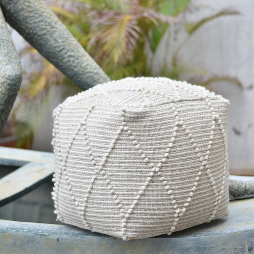 Handwoven Wool Cotton Pouf for Living Room or Bedroom