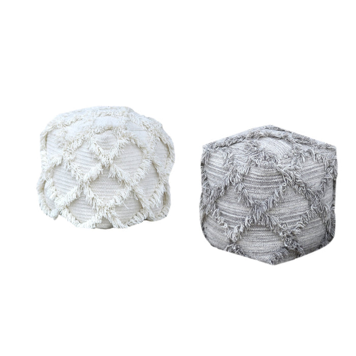 Handwoven Wool Pouf for Modern and Bohemian Interiors