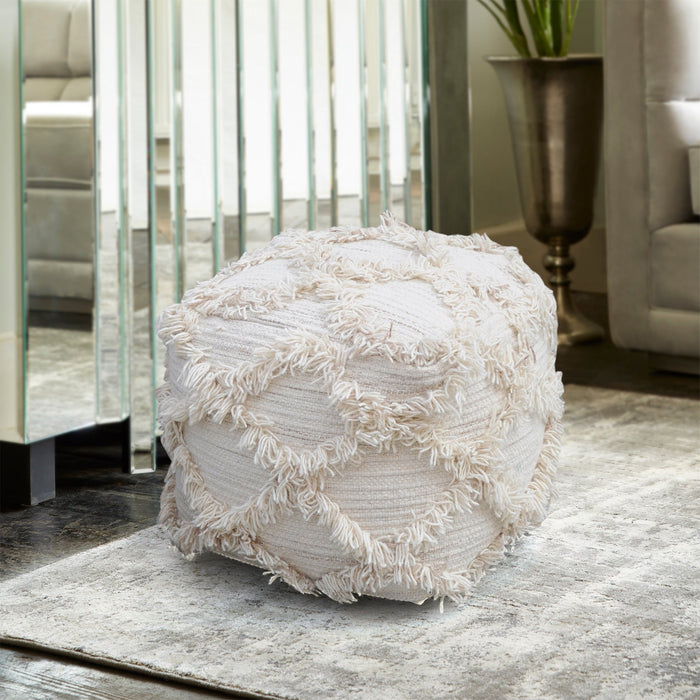 Handwoven Wool Pouf for Modern and Bohemian Interiors