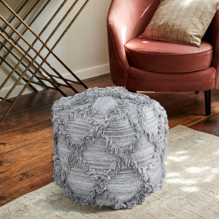 Handwoven Wool Pouf for Modern and Bohemian Interiors