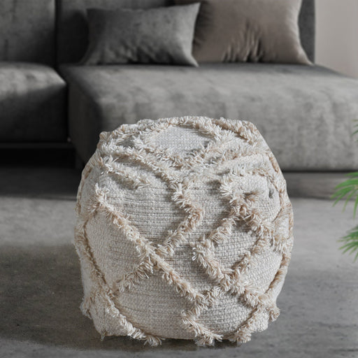 Handwoven Wool Pouf for Scandinavian and Bohemian Interiors