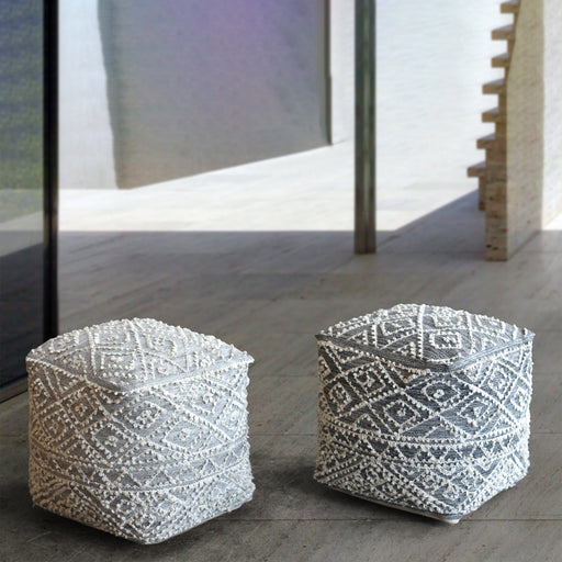 Handwoven Wool and Viscose Pouf for Modern and Boho Decor