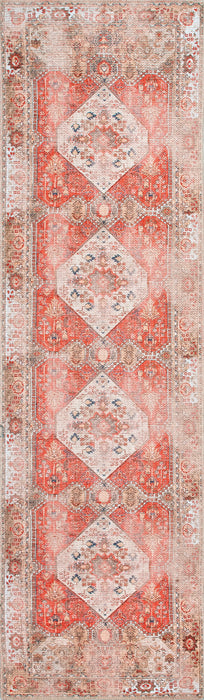 Hannah Medallion Machine Washable Rug in Rust 50x80 cm