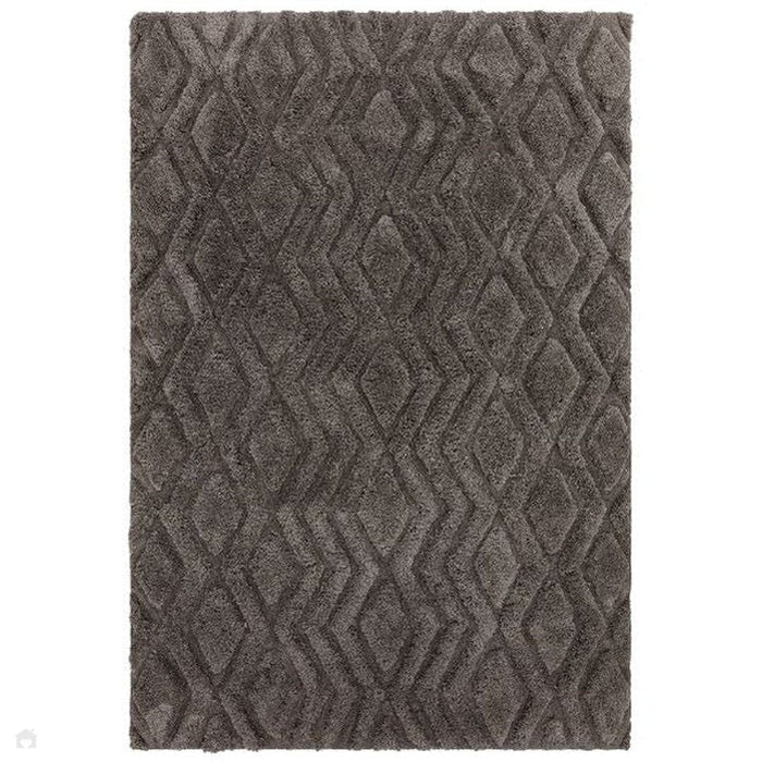 Harrison Modern Plain Hand-Carved Geometric Hi-Low Plush Soft Polyester Boho Shaggy Charcoal Grey Rug