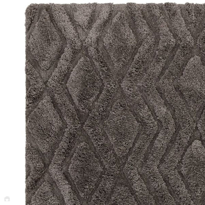 Harrison Modern Plain Hand-Carved Geometric Hi-Low Plush Soft Polyester Boho Shaggy Charcoal Grey Rug