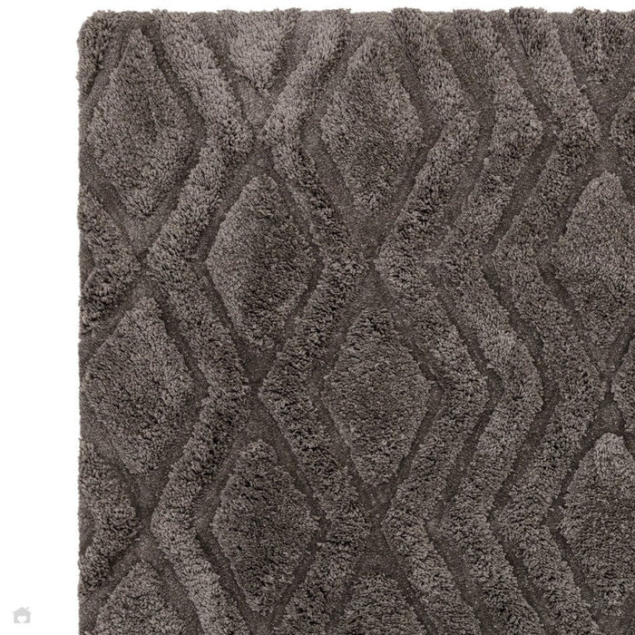 Harrison Modern Plain Hand-Carved Geometric Hi-Low Plush Soft Polyester Boho Shaggy Charcoal Grey Rug