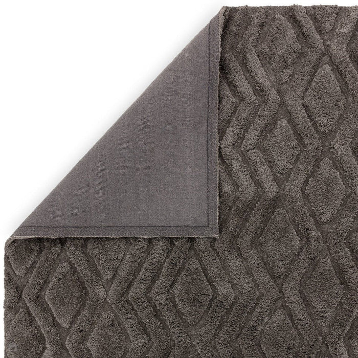 Harrison Modern Plain Hand-Carved Geometric Hi-Low Plush Soft Polyester Boho Shaggy Charcoal Grey Rug