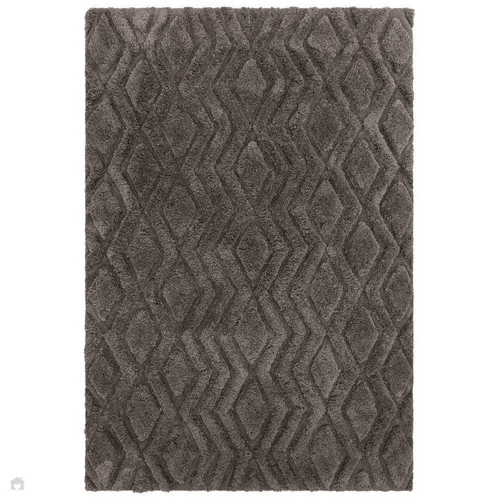 Harrison Modern Plain Hand-Carved Geometric Hi-Low Plush Soft Polyester Boho Shaggy Charcoal Grey Rug