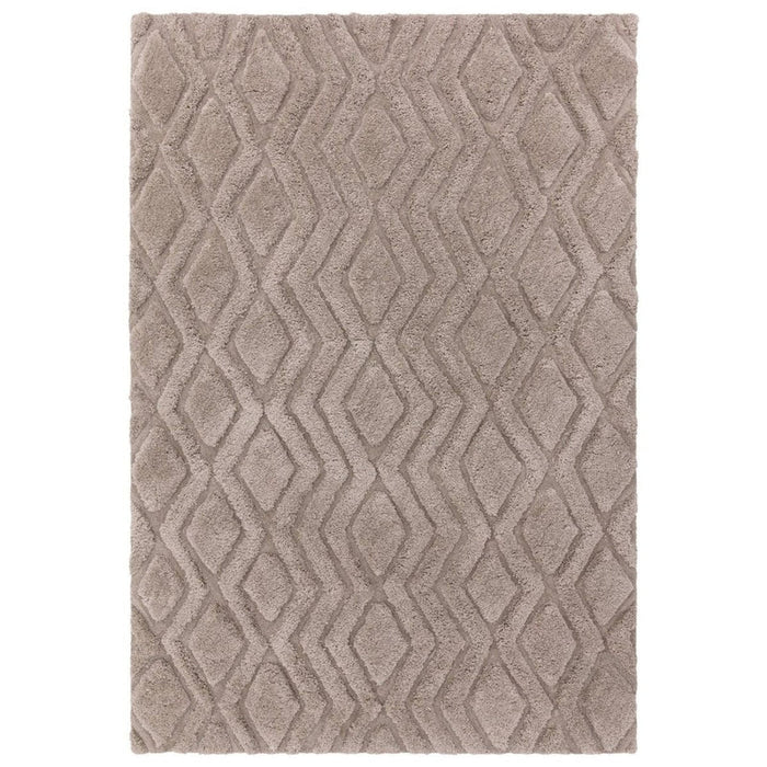 Harrison Modern Plain Hand-Carved Geometric Hi-Low Plush Soft Polyester Boho Shaggy Greige Rug