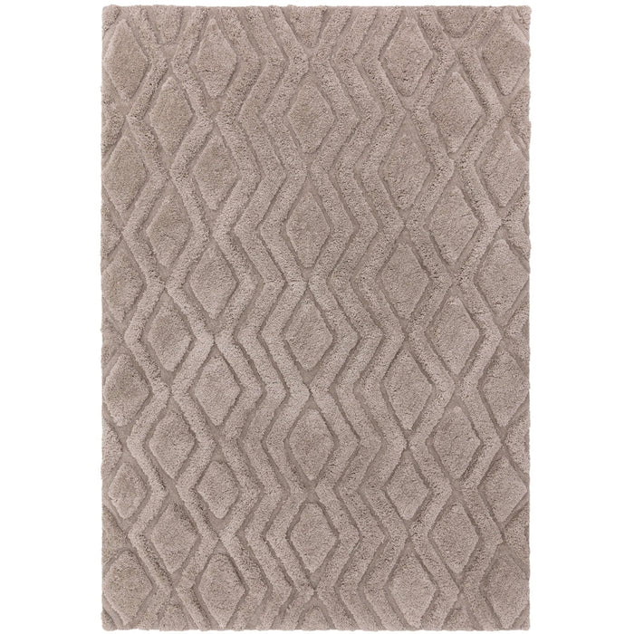 Harrison Modern Plain Hand-Carved Geometric Hi-Low Plush Soft Polyester Boho Shaggy Greige Rug