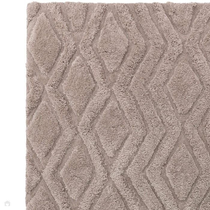 Harrison Modern Plain Hand-Carved Geometric Hi-Low Plush Soft Polyester Boho Shaggy Greige Rug